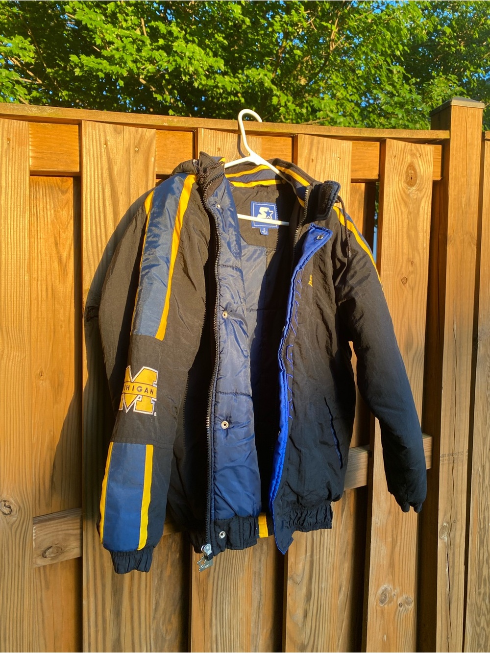 Michigan Wolverines Black & Navy Puffer Jacket with Yellow Trim
